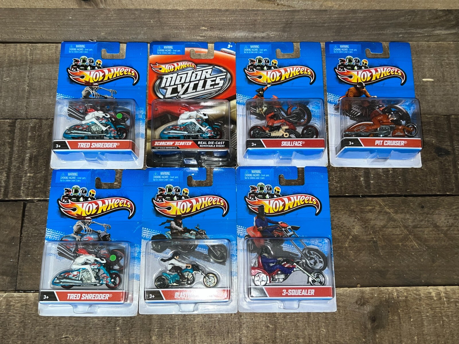 ⚡️ (7) Hot Wheels Motorcycles Tred Shredder Misprint Squealer Pit