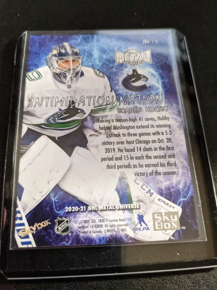 2020-21 Skybox Metal Universe MINT Intimidation Nation Braden Holtby SP Insert - Image 2 of 2