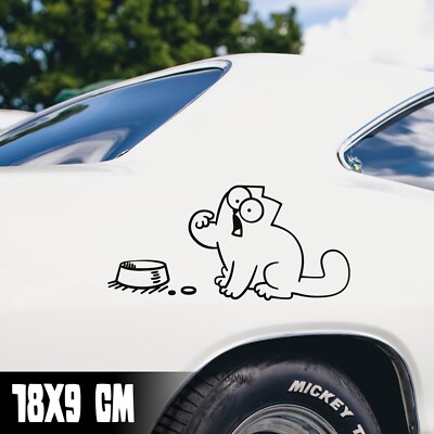AUTO AUFKLEBER ''SIMON'S CAT HUNGRIG'' 18X9CM KATZE NAPF STICKER FUN JDM #0092
