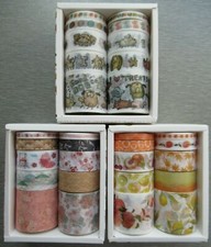 Boxed Set 10 Washi / Paper Masking Tape 3 Types Dogs Oriental Blossom Fruits