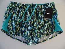 575097-388 New with tag Nike Womens PRINTED 5K running shorts Teal Multi-Color