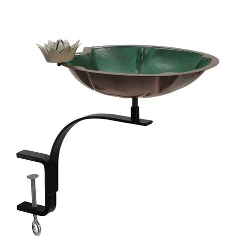 Achla Designs Lilypad Birdbath Rail Mount Colored Patina Finish - 第 1/8 張圖片