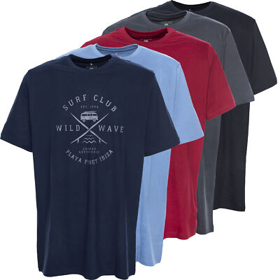 Kitaro T Shirt Herren Kurzarm Rundhalsausschnitt Baumwolle Extra Lang Tall 