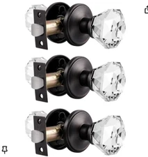 Probrico Antique Glass Door Knobs, Clear Crystal Doorknobs