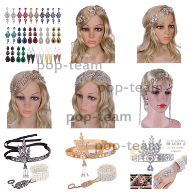 1920s Flapper Headpiece Great Gatsby Wedding Jewelry Set Bridal