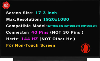 Écran LCD Innolux 17,3 Pouces NV173FHM-N4G V8.0 - Full HD 1920x1080 - Connecteur 30 Broches - Pour Remplacement D'écran