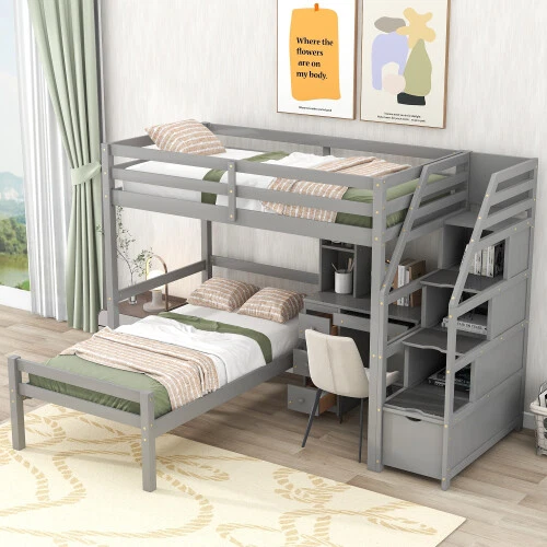Space saver bunk bed with desk sale