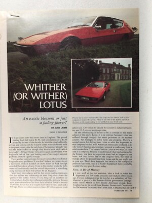 LLLArt28 Vintage Article Whither (Or Wither) Lotus Elite Feb 1977 4 page