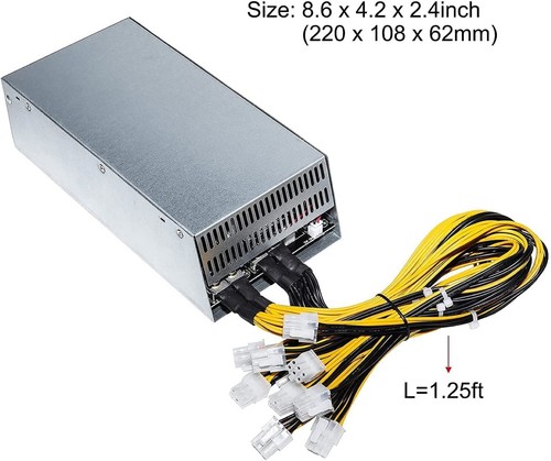 1800w 8 GPU PSU Mining Power Supply Server for Ethereum BTC 10x6PIN 2U 110~264v - Picture 8 of 8