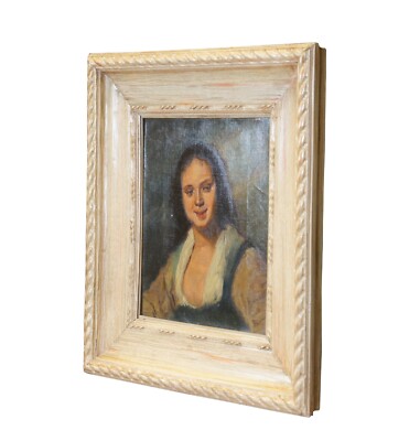 フランス アンティーク Oil painting 1955 油絵 Antique Frans Hals The Gypsy Girl La bohémienne Oil Portrait
