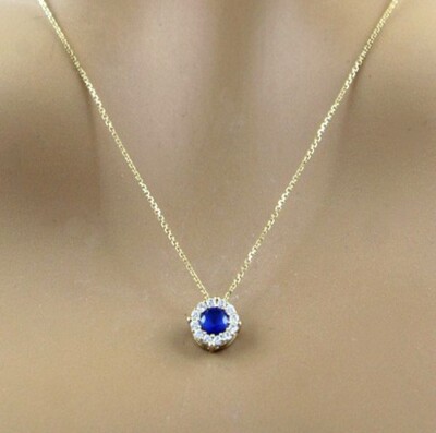 SAPPHIRE, REAL GOLD *** fine necklace chain 42-45 cm with synthetic sapphire