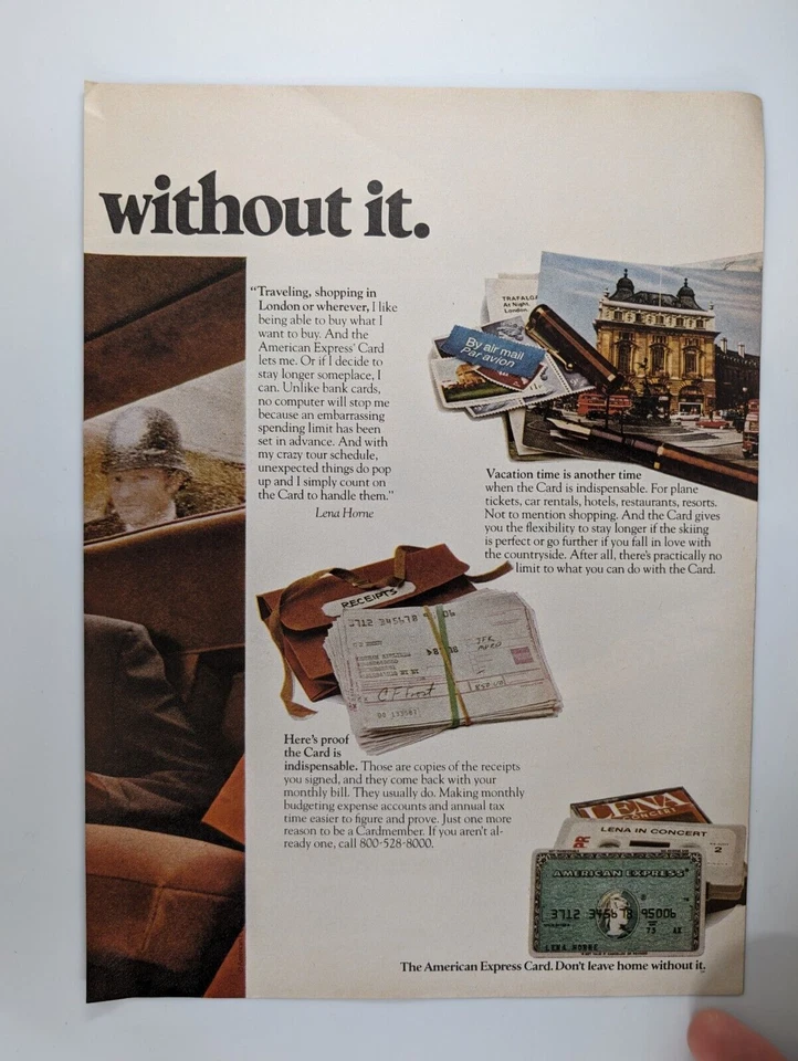 Lena Horne American Express Credit Card 2-Page 1979 Time Mag Print Ad 16x10.5" - Image 3 of 3