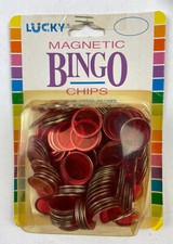 VTG Lucky Bingo Red/Orange Magnetic Chips 200 Chips Made In Hong Kong  Unopened