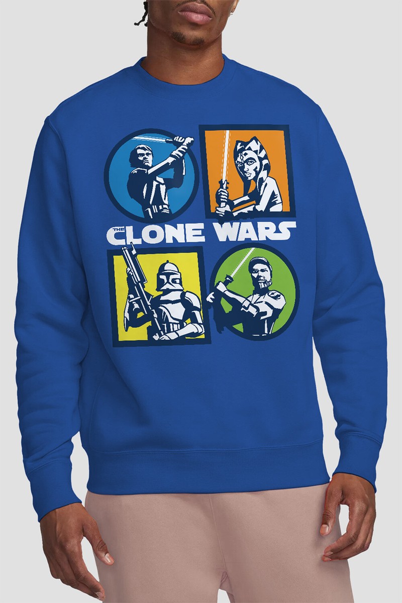 Star Wars Clone Wars Grid Mens Sweatshirt Royal