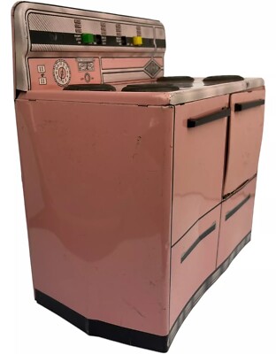 USA Vtg 1950-60s Wolverine Tin キッチンストーブ Vintage 1950s Wolverine Pink Metal Tin Litho Stove Oven Kitchen