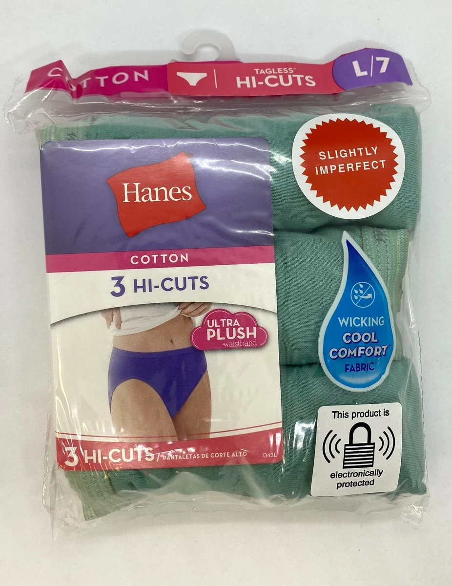 Hanes Womens 3 Pack Hi-Cut Cotton Tagless Panties - Pastel Green - [RN15763]