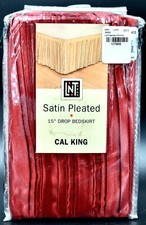 Satin Pleated Bedskirt,Ca.King,Burgundy,15"drop,Polyester,LNT