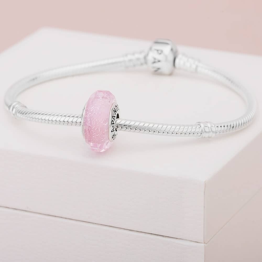 NEW Authentic PANDORA Rose 14k Gold Pink Shimmer Murano