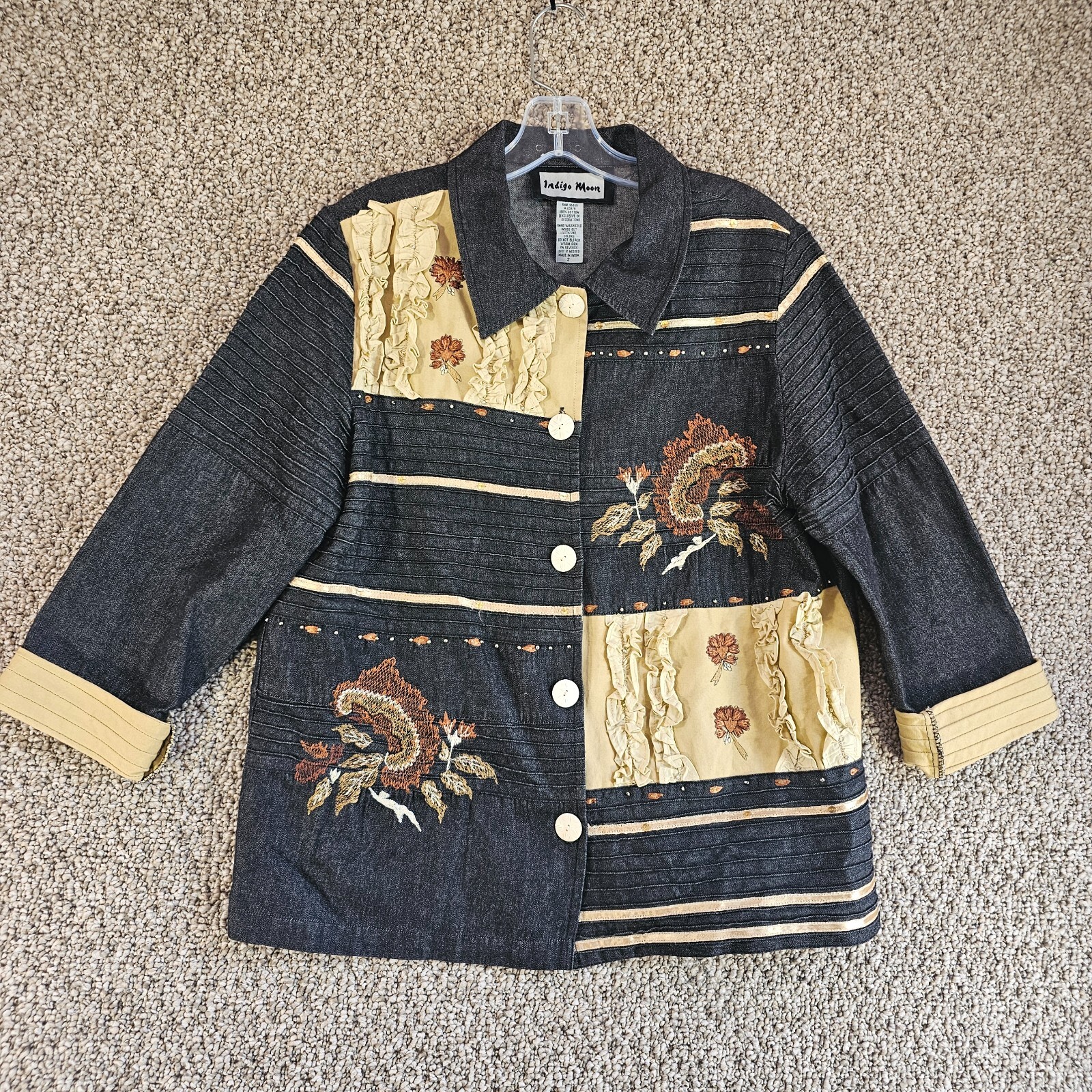 Indigo Moon Jacket Womens Small Button front 3/4 … - image 1