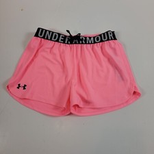 Under Armour Youth Girls Play Up Solid Shorts YLG Pink tags