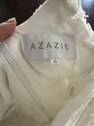 Azazie White Formal Dress Flower Girls Size 6 White Tulle Embroidered Lace - Picture 2 of 7