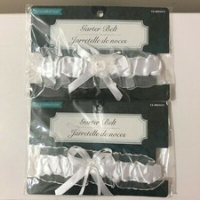 NEW CELEBRATION WOMEN'S WEDDING MARRIAGE WHITE RUFFLE SHEAR GARTER BELT