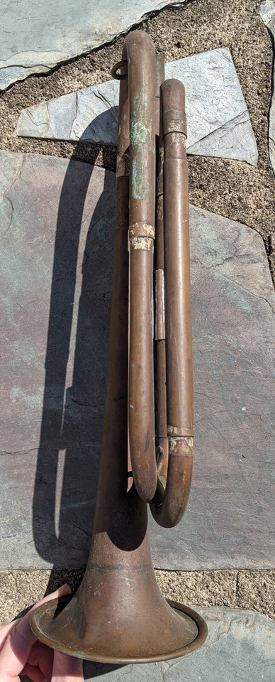 VTG U.S. Regulation Trumpet Brass Two Coil Bugle Military Scouts ...