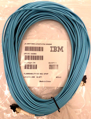 IBM 25 Meter OM3 LC-LC Fiber Cable 15R8848 Multimode 16Gb Duplex 50/125 Aquablue
