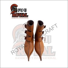 Medieval Leather Jorvik Boots Pair leather three buttons up boots footwear Pair