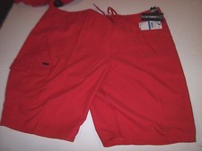 New O'NEILL Santa Cruz Solid RED board shorts swim trunks sz 40 Mid Length