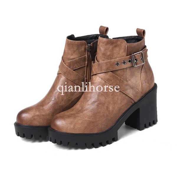 Donna round toe block kitten heel croose strap platform ankle boots shoes block 10.5 423ed1 Donna round toe block kitten heel croose strap platform ankle boots shoes block 10.5 423ed1