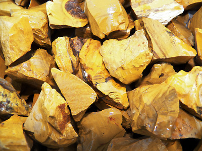1000 Carat Lots of Yellow Jasper Rough - Plus a FREE Faceted