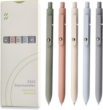 UIXJODO Gel Pens 5 Pack 0.5mm Fine Point Black Ink Smooth Writing Retractable