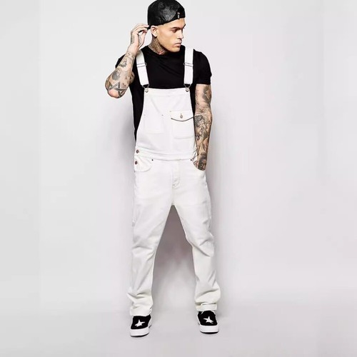 Salopette uomo slim jeans nuovo modello denim bianco - Foto 5 di 9