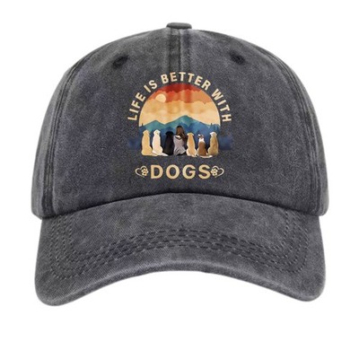 Unisex Life Is Better with Dogs Print Cartoon Dad Hat|Dog Walk & Casual Hang Cap