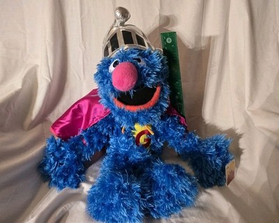 Big New 21'' Large Super Grover Plush Sesame Street Place Cape Helmet