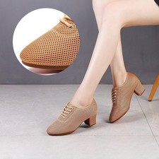 Mesh Latin Dance Shoes for Women Soft-Soled Outsole Tango Waltz Modern Practice