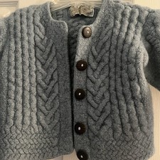 Children  s Aran Merino Wool Cardigan Sweater Made In Ireland