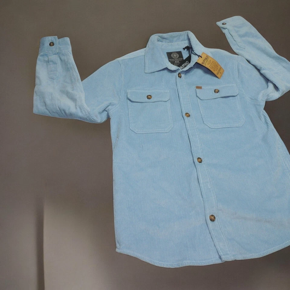 Buffalo David Bitton Corduroy Shacket Shirt Mens Size Medium Light Blue Pockets - Image 2 of 4