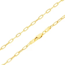 10k Yellow Gold 2mm Paperclip Chain Rolo Dainy Cable Link Necklace Men Women 22"