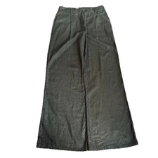 Anthropologie Wide Leg Linen Blend Trousers Charcoal Black High Rise Pleated 6