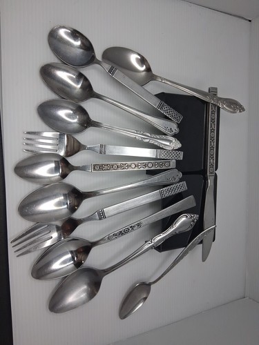 Lot Of Misc Stainless Flatware Silverplate Spoons Forks Knife Crafting Rings