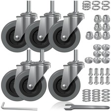 3 Inch Creeper Replacement Wheels 6 Pack Swivel Caster Wheel snap on Gray 