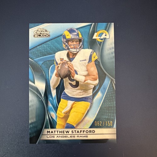 2025 Topps Chrome Black Matthew Stafford #61 Blue Wave /150 Rams