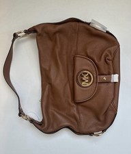 Michael Kors Fulton Brown Pebbled Leather Hobo Shoulder Bag Dust Bag