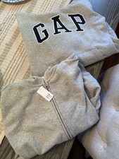 Gap Gray Hoodies Full Zip  Pullover Logo Lot of 2 Size Large youth  