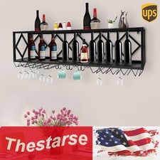 Iron Wall Mounted Wine Rack Wine Display Storage Bottle Glass Holder Bar Storage
