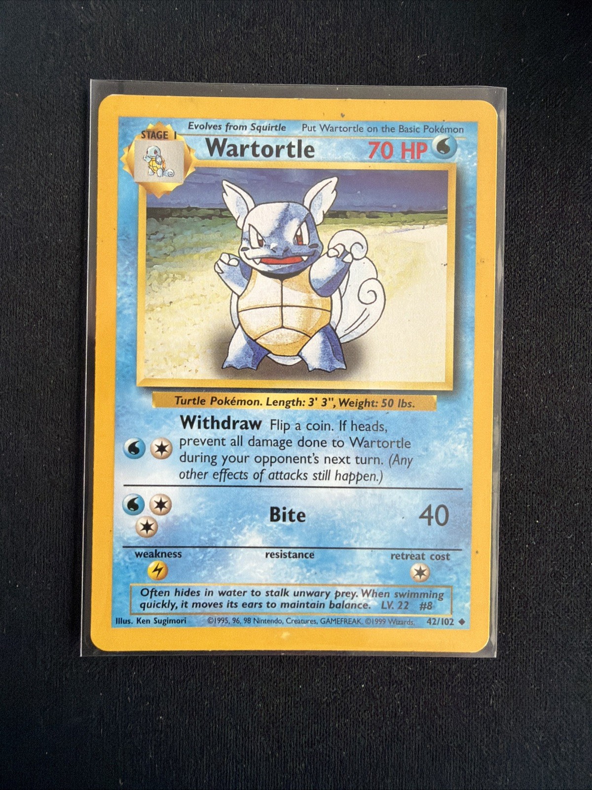 1999 Pokemon Base Set Unlimited 42/102 Wartortle Uncommon NM