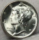 1941 P Mercury Dime- 90% Silver - Great For Albums - M-41D2
