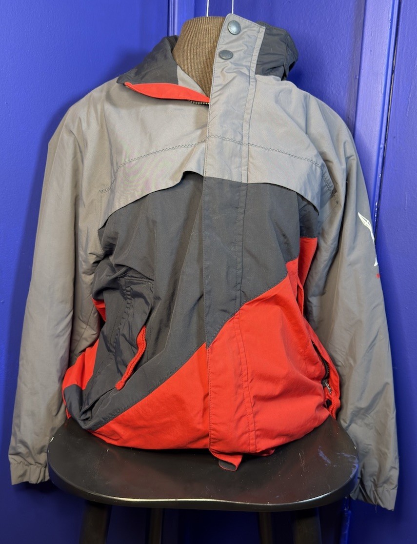 Nautica Men's Colorblock Jacket Gray Red Black Size S Regular with Pockets